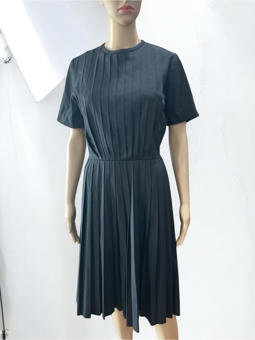 Vintage 50s 60s Herman Marcus Dallas Black Pleated Fit & Flare Dress